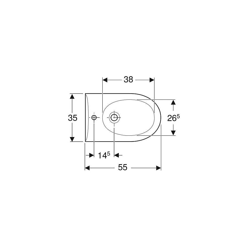 Geberit Wandbidet Renova, mit Überlauf, 35x33,5x55cm, Sanitärkeramik, Weiß, 233040000-3
