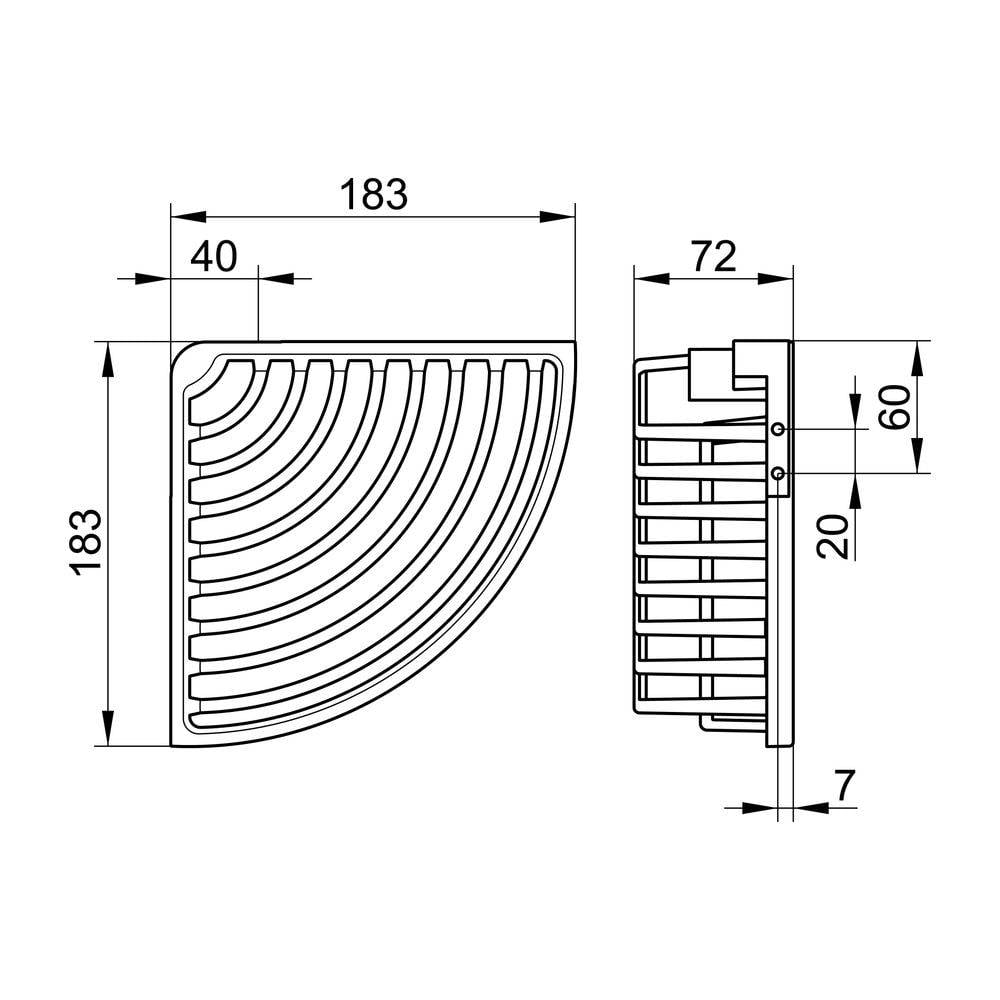 Keuco Eckduschablage Drahtmodell, abnehmbar, Höhe 72mm, Befestigungsset inklusive, Verchromt, 24944010100-1