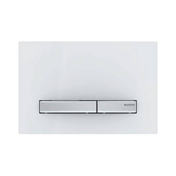 Geberit Drückerplatte Sigma50, 2-Mengen-Spülung, Square, Weiß, Metallfarbe verchromt, Easy to Clean-beschichtet