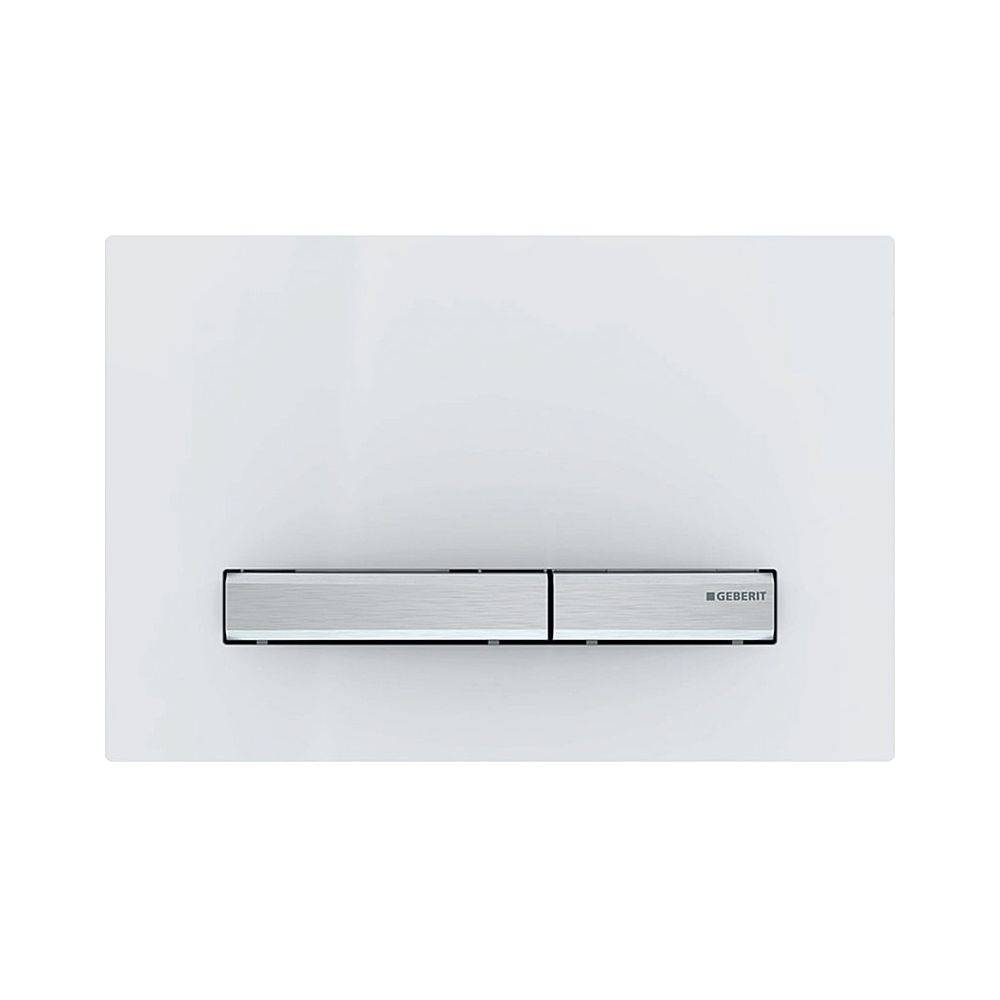 Geberit Drückerplatte Sigma50, 2-Mengen-Spülung, Square, Weiß, Metallfarbe verchromt, Easy to Clean-beschichtet-0