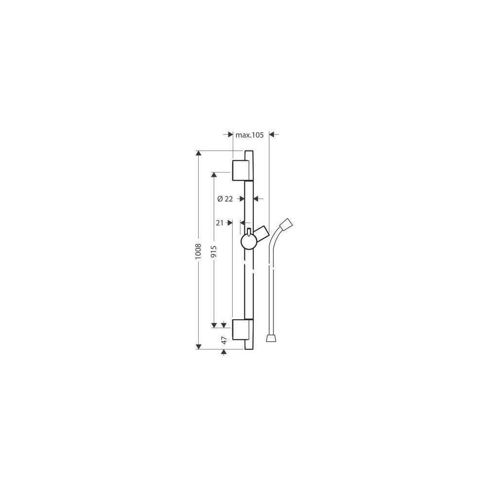 hansgrohe Unica Brausestange S Puro 1008mm Chrom mit Isiflex Brauseschlauch 1,60m-2