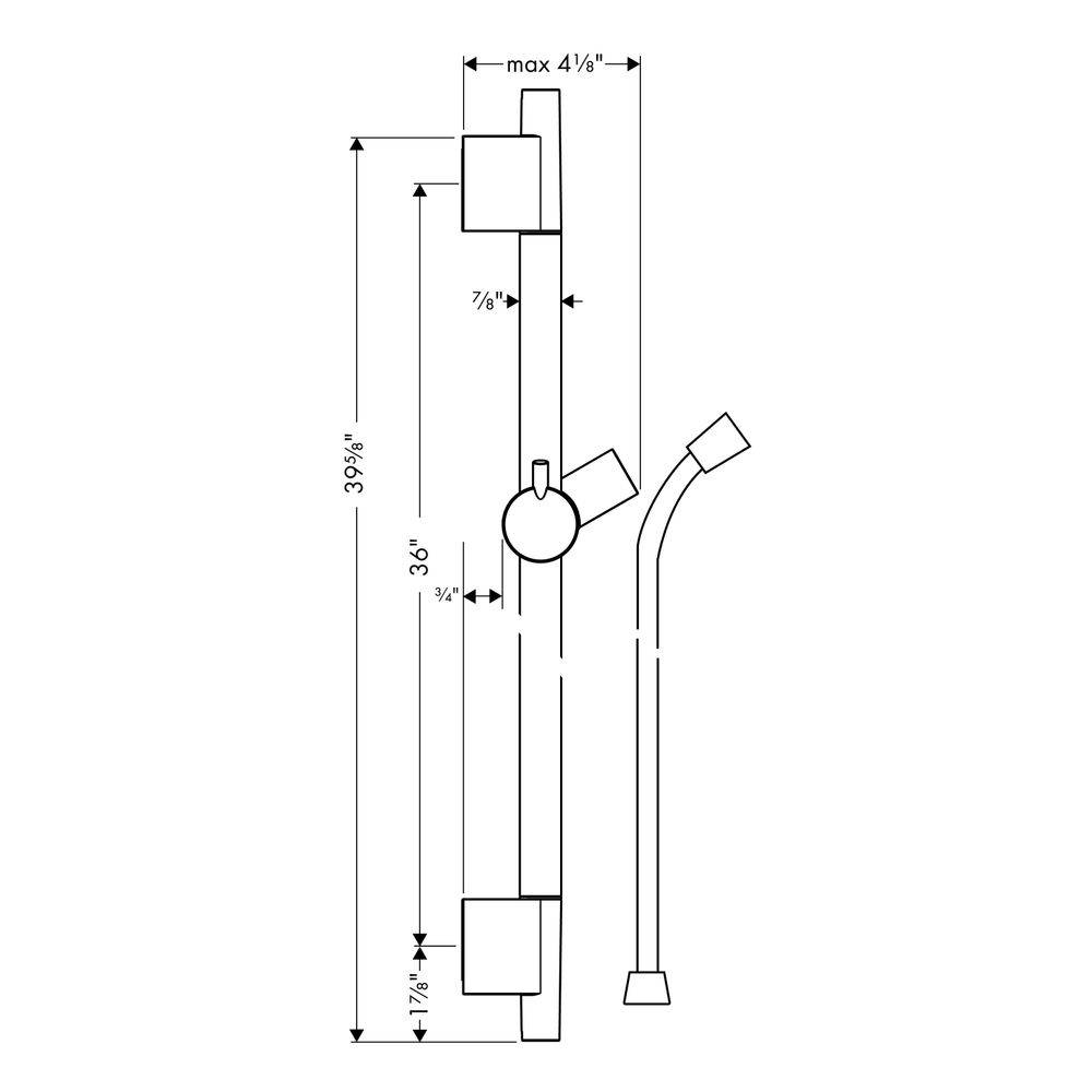 hansgrohe Unica Brausestange S Puro 1008mm Chrom mit Isiflex Brauseschlauch 1,60m-3
