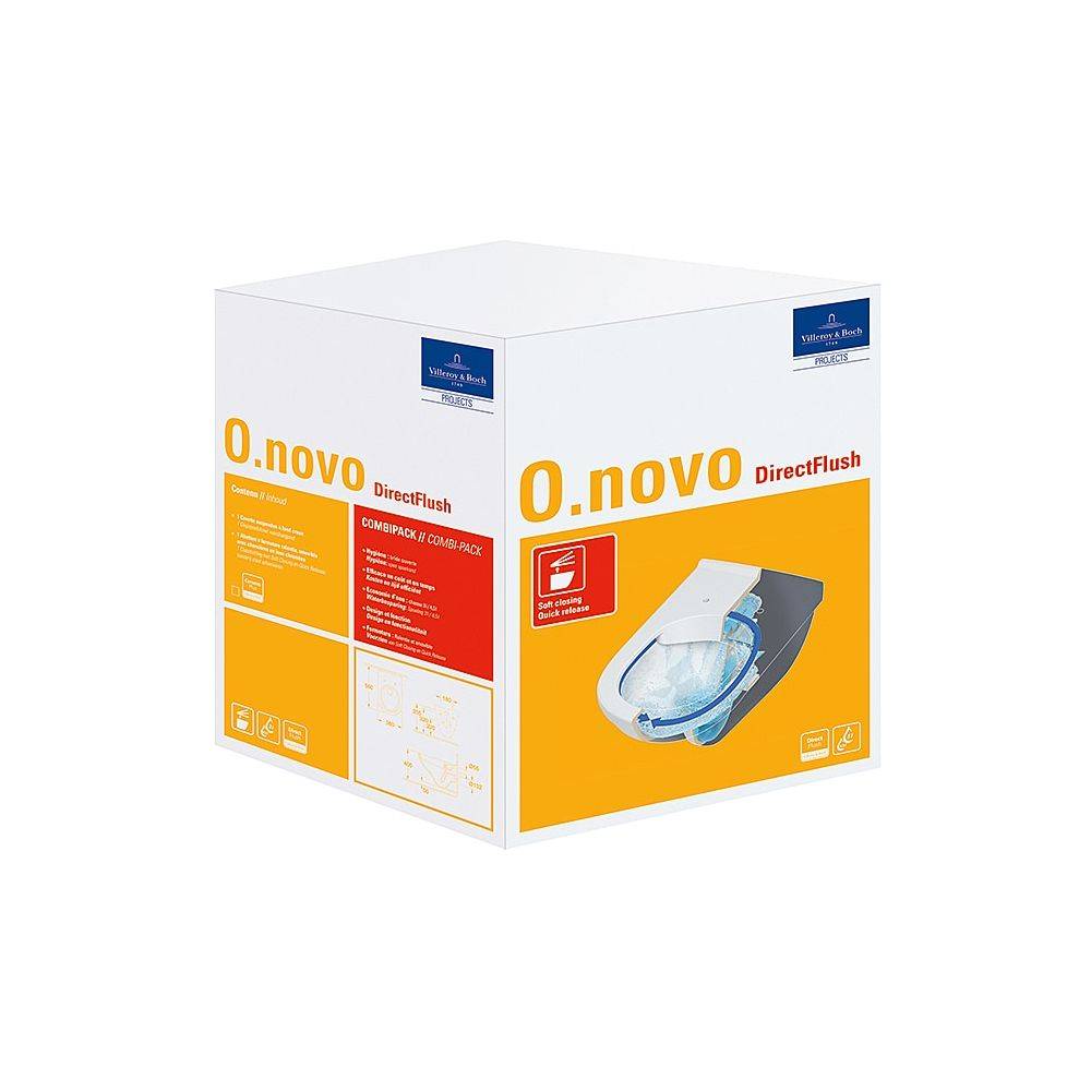 Villeroy & Boch Combi-Pack O.novo HR 360x560x350mm Oval wandhängend Abgang waagerecht Direct-Flush, Weiß Alpin-3