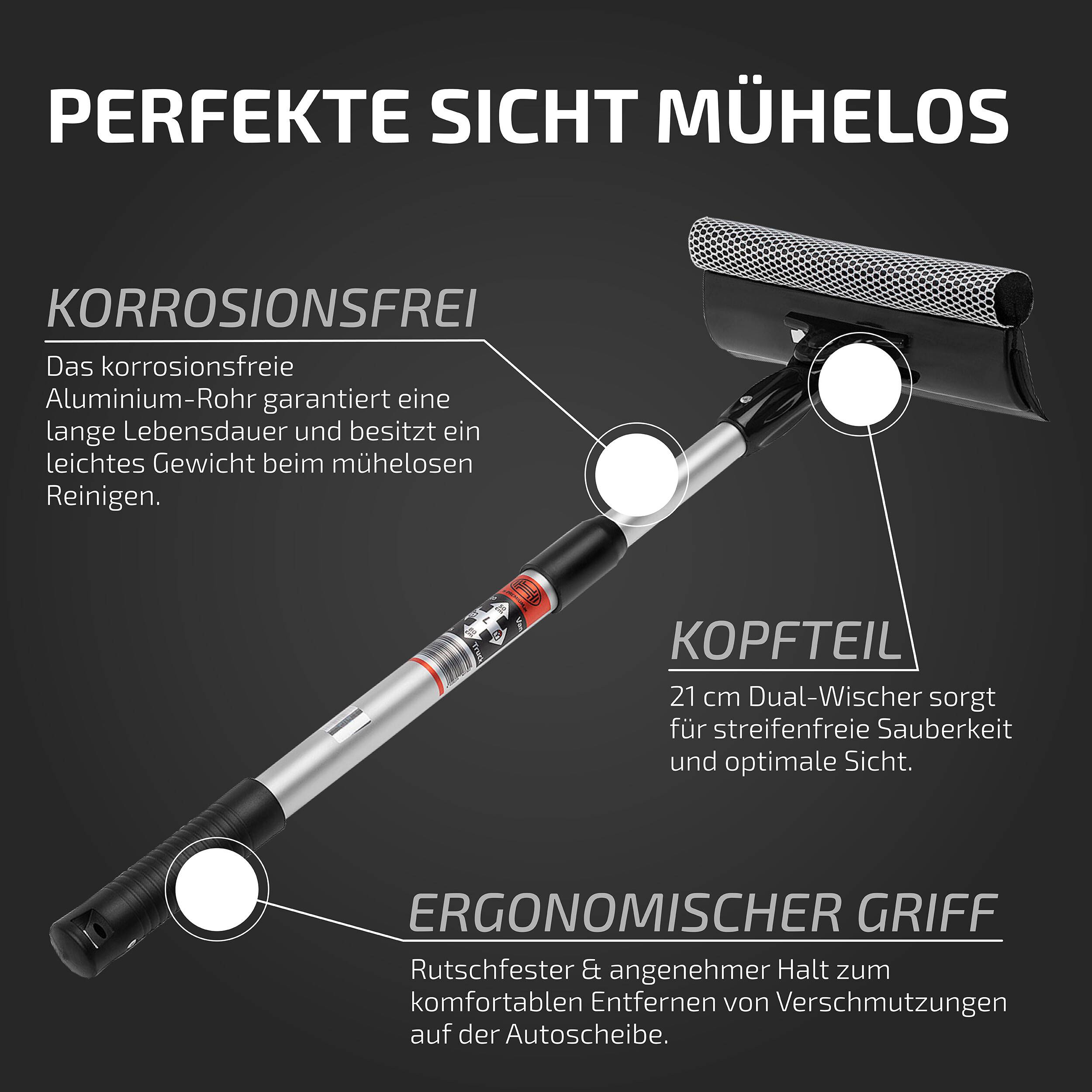 HEYNER® Scheibenreiniger 20 cm breit, faltbar, Stiel, Abzieher & Schwamm Fensterabzieher aus Aluminium, mit-4