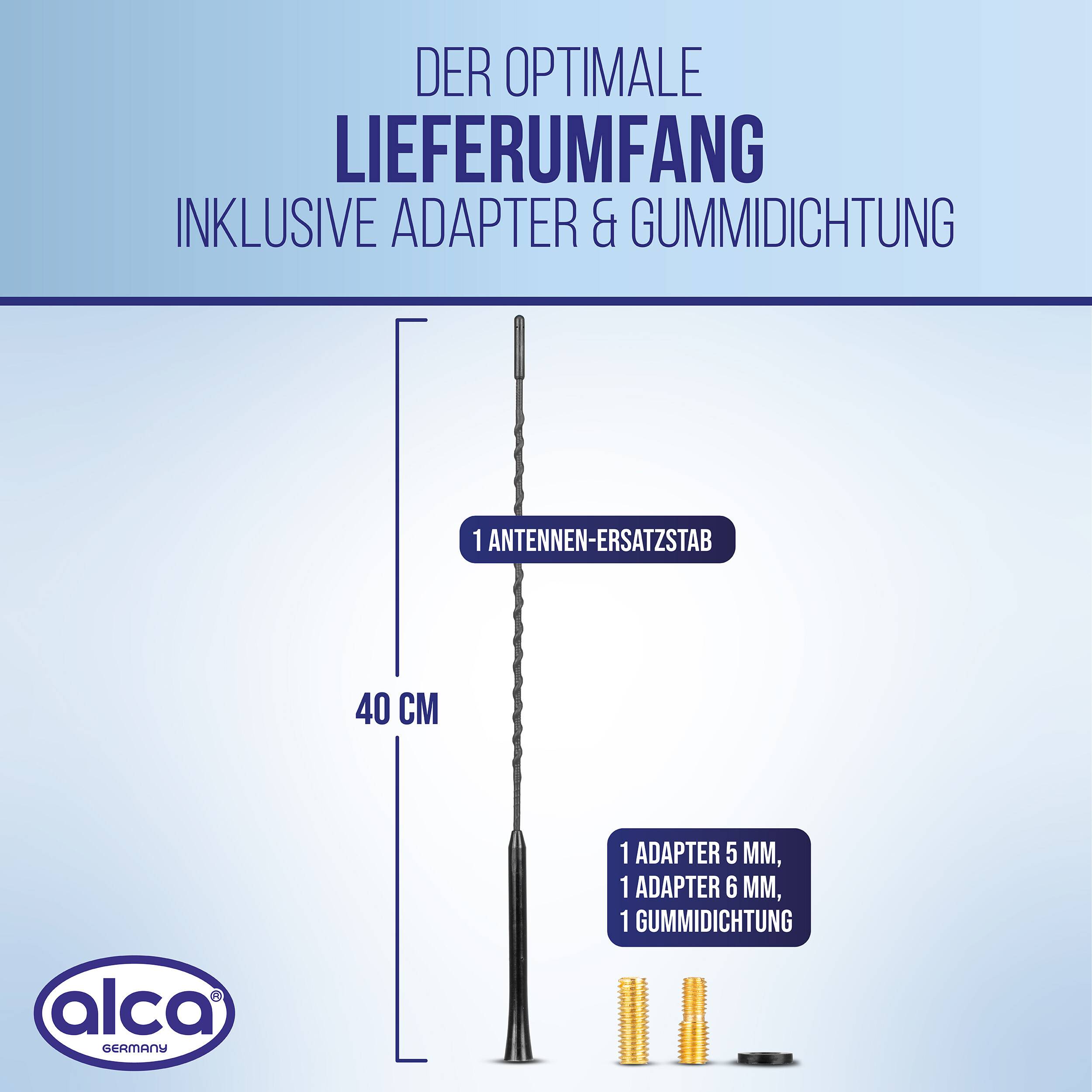 alca® Antennen-Ersatzstab für Autos, AM/FM-Betrieb, schwarz Dachantenne aus Fiberglas, für M5 & M6-2