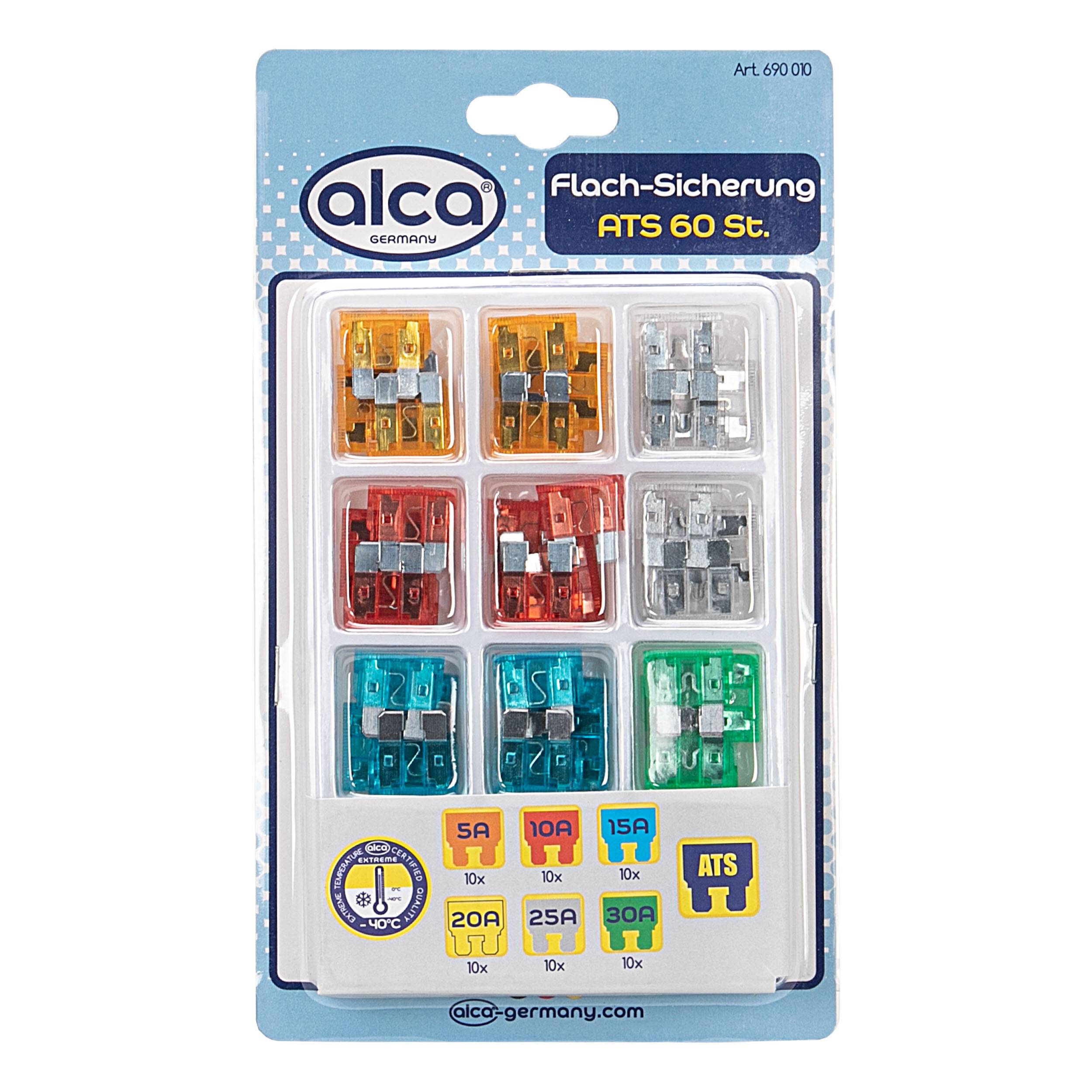 alca® Flachsicherungen-Set 5-30 A zu 60 St. in einer Box für Fahrzeuge Nennspannung DC 32 V nach Standard SAE J1284,-0