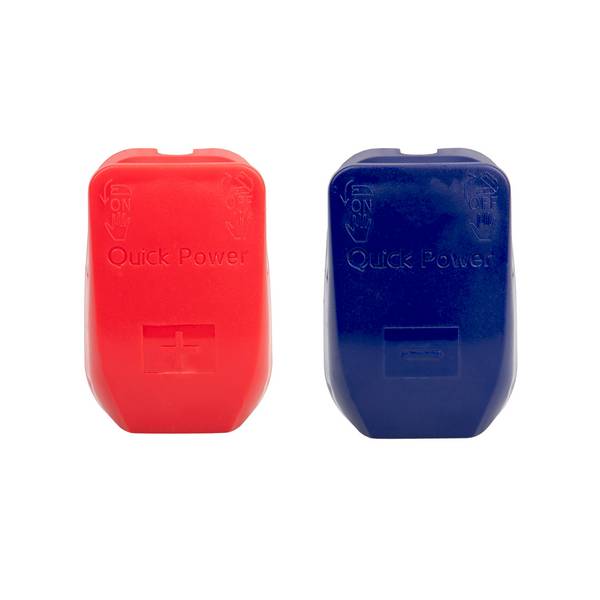 alca® Batterieklemmen Set Pos / Neg, Schnellverschluss für Fahrzeugbatterie Pluspol 17,4-18,8 mm, Minuspol 15,7-17,2 mm,