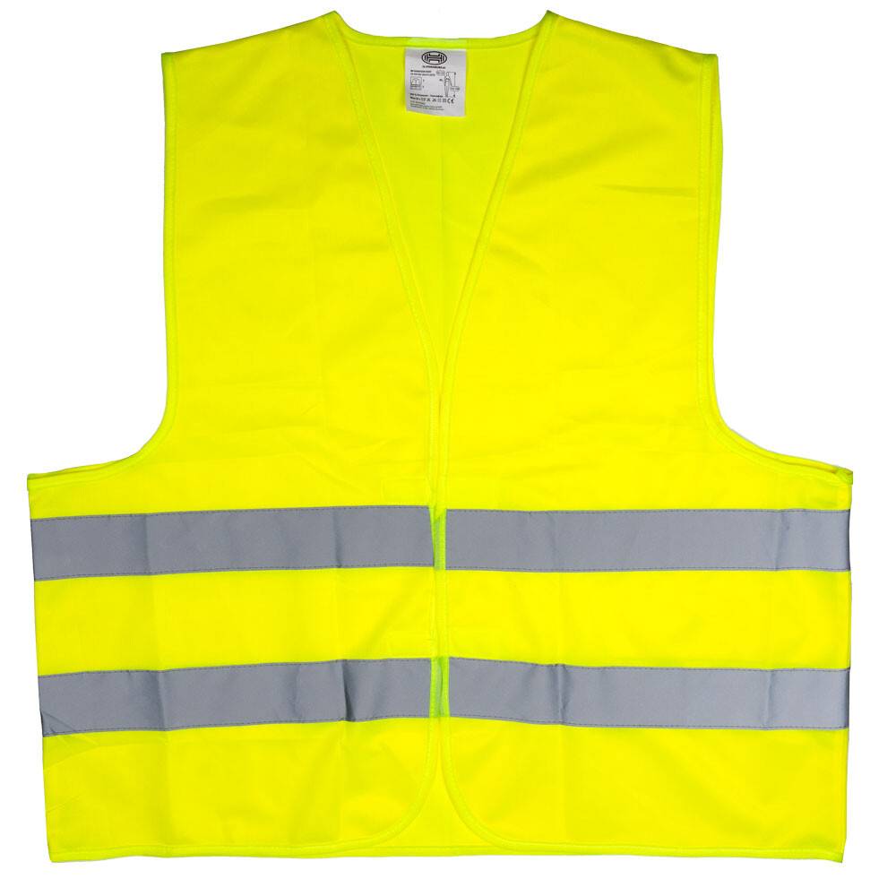 HEYNER® Warnweste Leuchtend Gelb, Größe XL, mit Aufbewahrungstasche Reflektorweste, seitlich geschlossen mit-1
