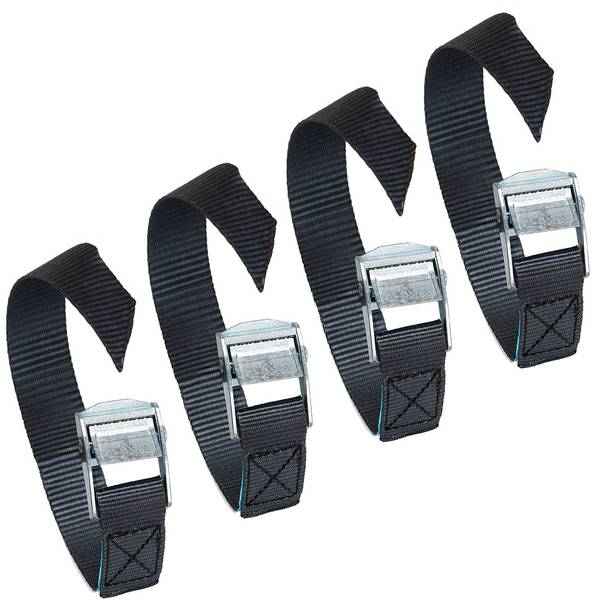 alca® Spanngurte Mini mit Klemmschloss, 4 Stk. 60cm lang, 250 daN, 25mm Transportgurte mit Schnellverschluss in