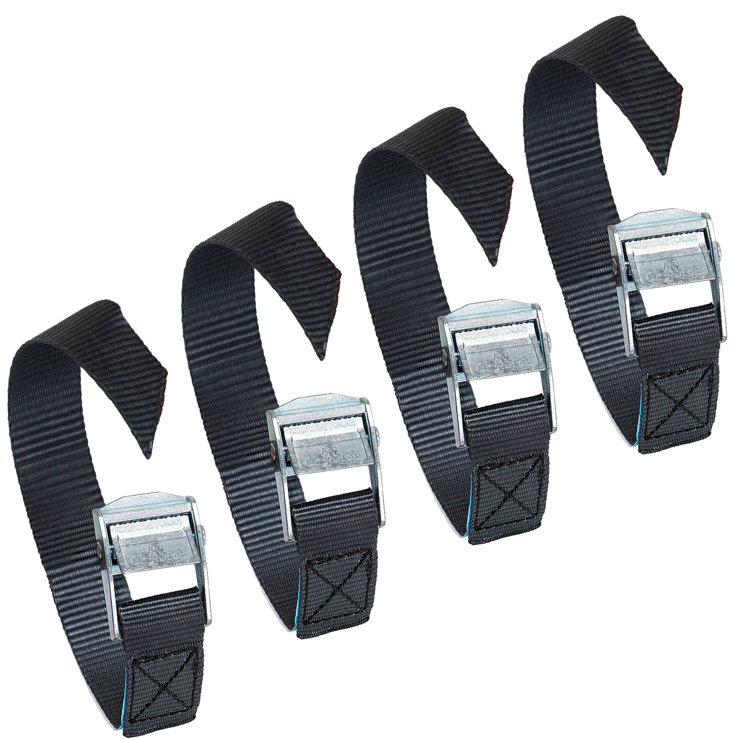 alca® Spanngurte Mini mit Klemmschloss, 4 Stk. 60cm lang, 250 daN, 25mm Transportgurte mit Schnellverschluss in-0