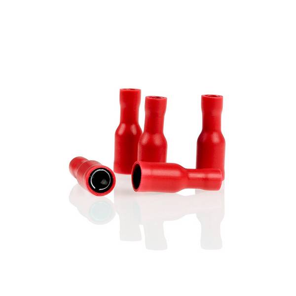 alca® Rundsteckhülsen 0,5-1,5 mm² 4,0mm, 10 Stk. AWG 22-16, rot teilisolierte Rundstecker im Set, in