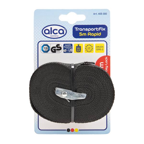 alca® Spanngurt 5 m 250daN, schwarz verstellbarer Zurrgurt mit Klemmschloss,