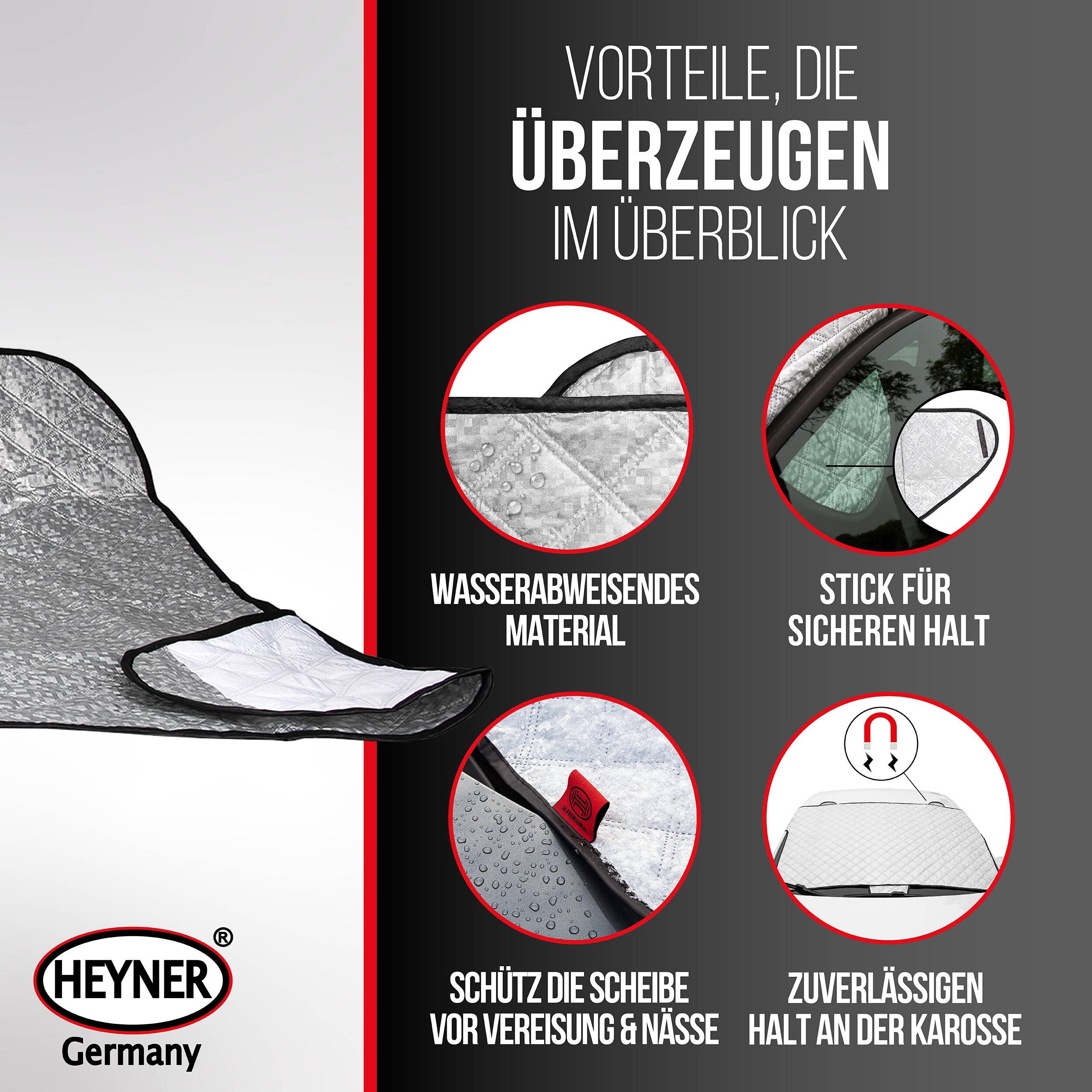 HEYNER® Windschutzscheibenabdeckung 190x95 cm magnetisch wasserbeständig Scheibenabdeckung Frontscheibenabdeckung-4