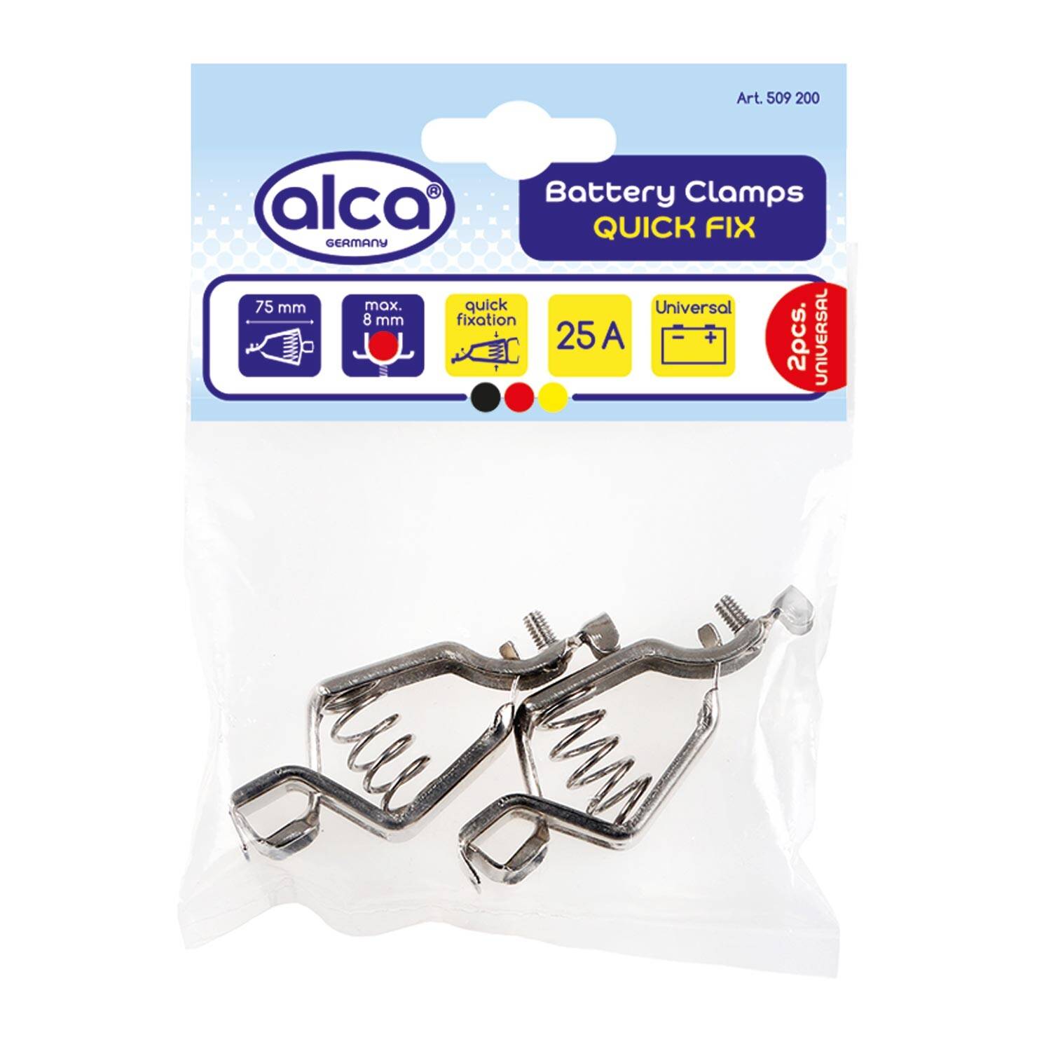 alca® Batterieklemmen Set 25 A für die Fahrzeugbatterie im Kfz Zweiteiliges Set aus vernickeltem Stahl,-0