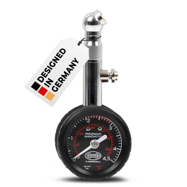 HEYNER® Reifendruckprüfer 4,5 bar, Manometer für Auto, Fahrrad & Motorrad mit Haltefunktion