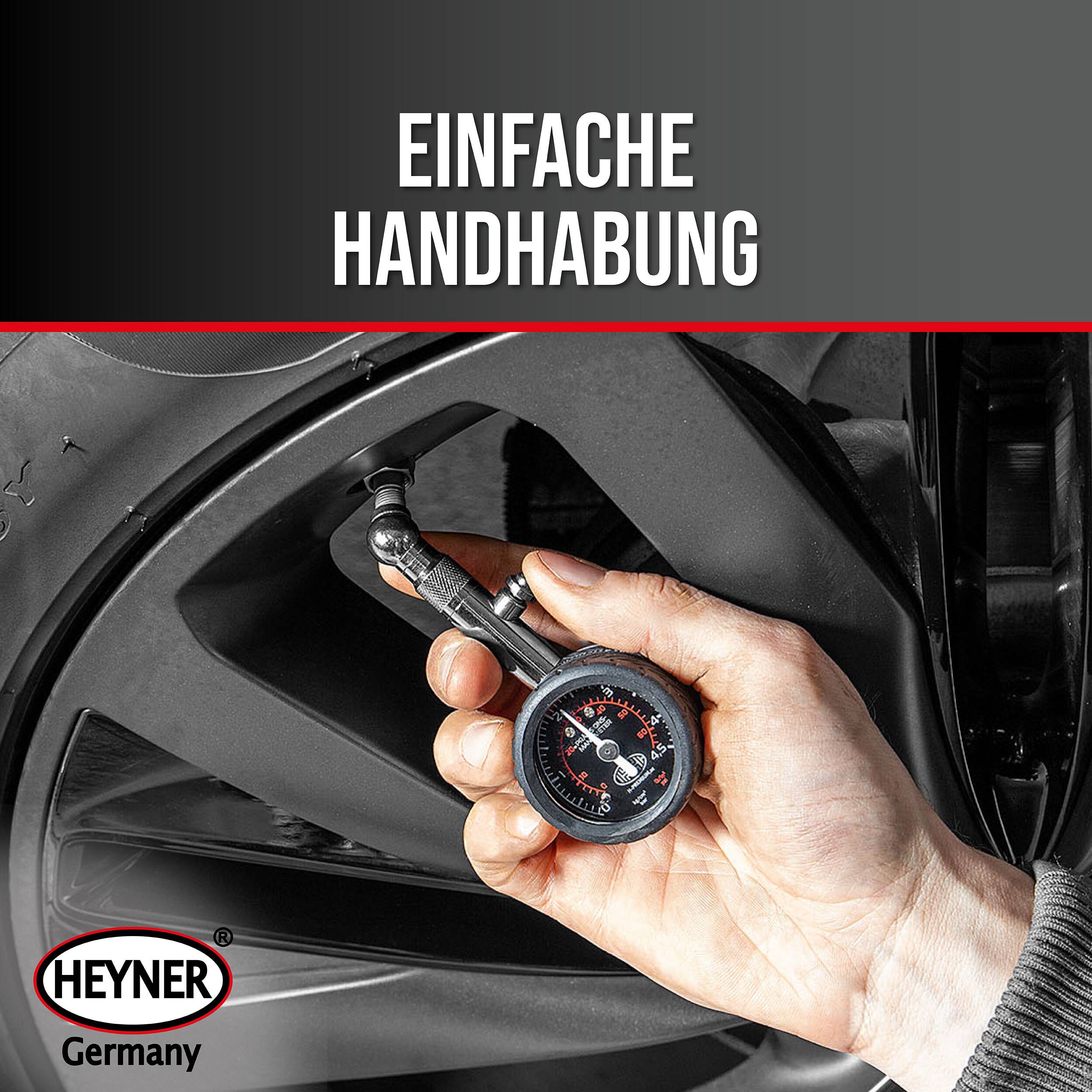 HEYNER® Reifendruckprüfer 4,5 bar, Manometer für Auto, Fahrrad & Motorrad mit Haltefunktion-4