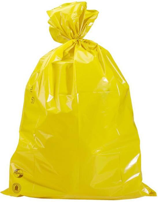 Müllsack Premium Inhalt 120l Maße 700x1100mm Stärke 45µ PE gelb TRANSPAK-0