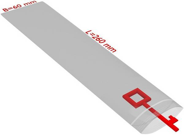 Druckverschlussbeutel Maße 60x260mm Stärke 50µ PE transparent TRANSPAK