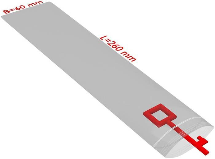 Druckverschlussbeutel Maße 60x260mm Stärke 50µ PE transparent TRANSPAK-0