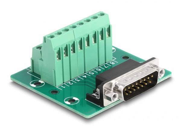 Delock D-Sub 15 Pin Stecker zu Terminalblock für Hutschiene 15-polig
