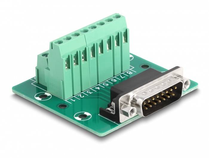 Delock D-Sub 15 Pin Stecker zu Terminalblock für Hutschiene 15-polig-0