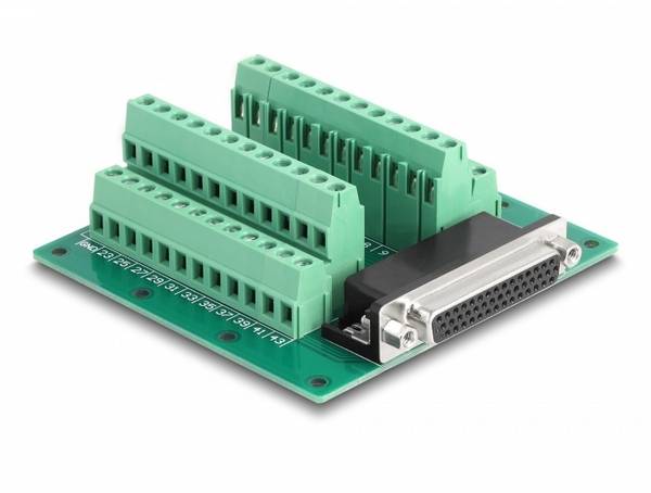 Delock D-Sub HD 44 Pin Buchse zu Terminalblock für Hutschiene 44-polig