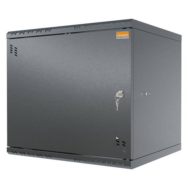 19 Zoll Wandgehäuse 9 HE BxHxT 523 x 450 x 450 mm Vollblechtür + Schloss Schwarz (RAL 9005)