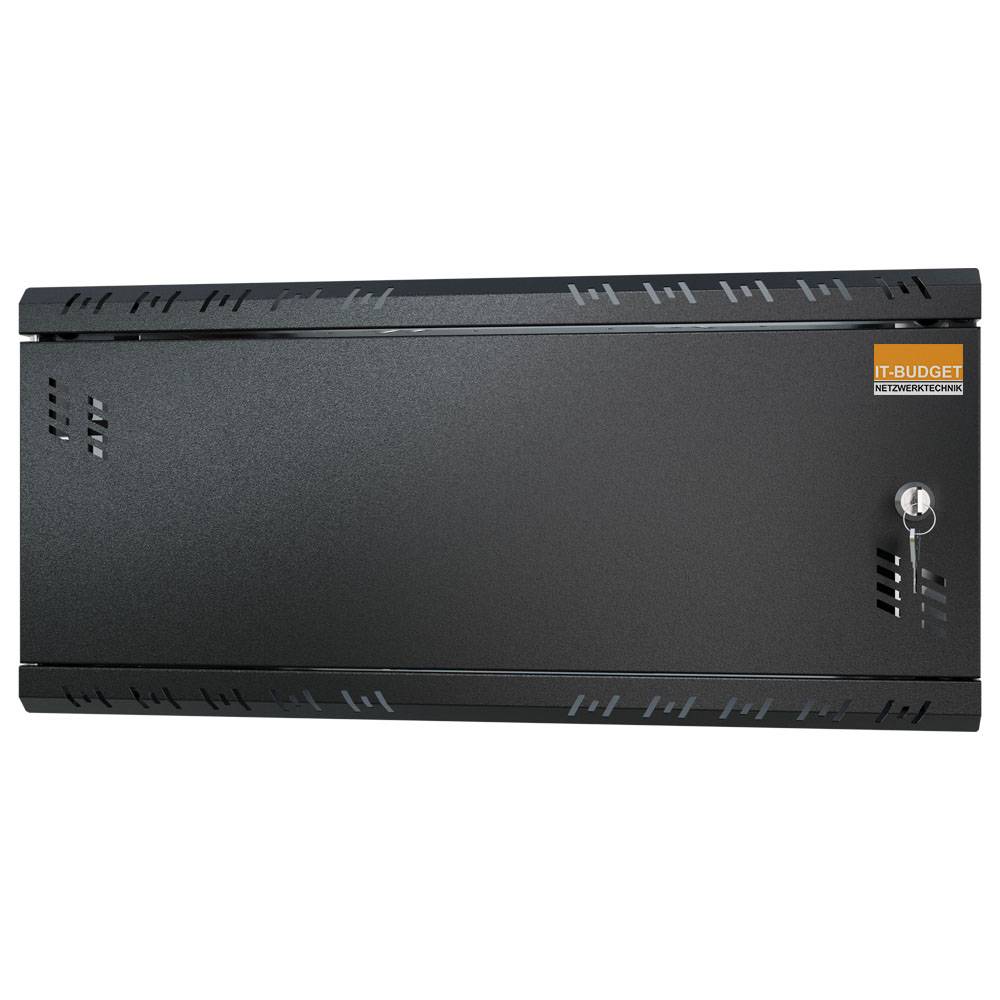 19 Zoll Wandgehäuse 4 HE BxHxT 523 x 230 x 450 mm Vollblechtür + Schloss Schwarz (RAL 9005)-2
