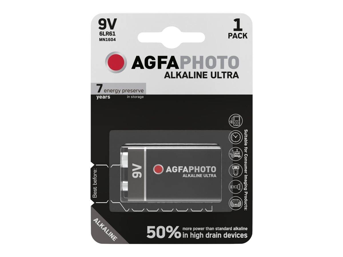 AGFAPHOTO - Batterie Alkaline Ultra -9V 6LR61 E-Block 1St. - Batterie - 9V-Block-0
