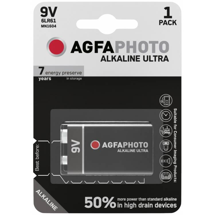 AGFAPHOTO - Batterie Alkaline Ultra -9V 6LR61 E-Block 1St. - Batterie - 9V-Block-2