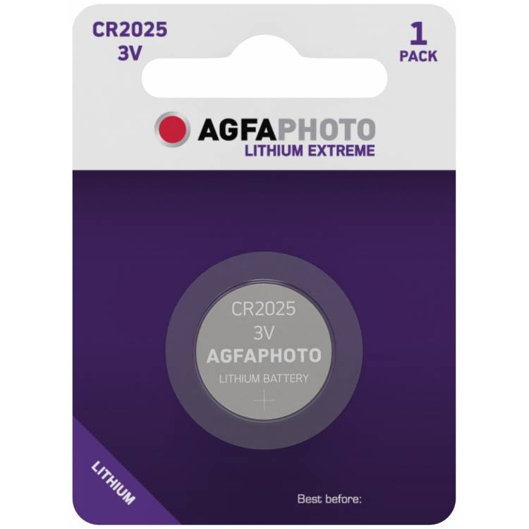 Agfaphoto Batterie Lithium, Knopfzelle, CR2025, 3V Extreme, Retail Blister (1-Pack)-1