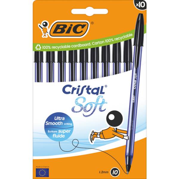 BIC - Kugelschreiber Cristal Soft transparent Schreibfarbe schwarz 10 St.