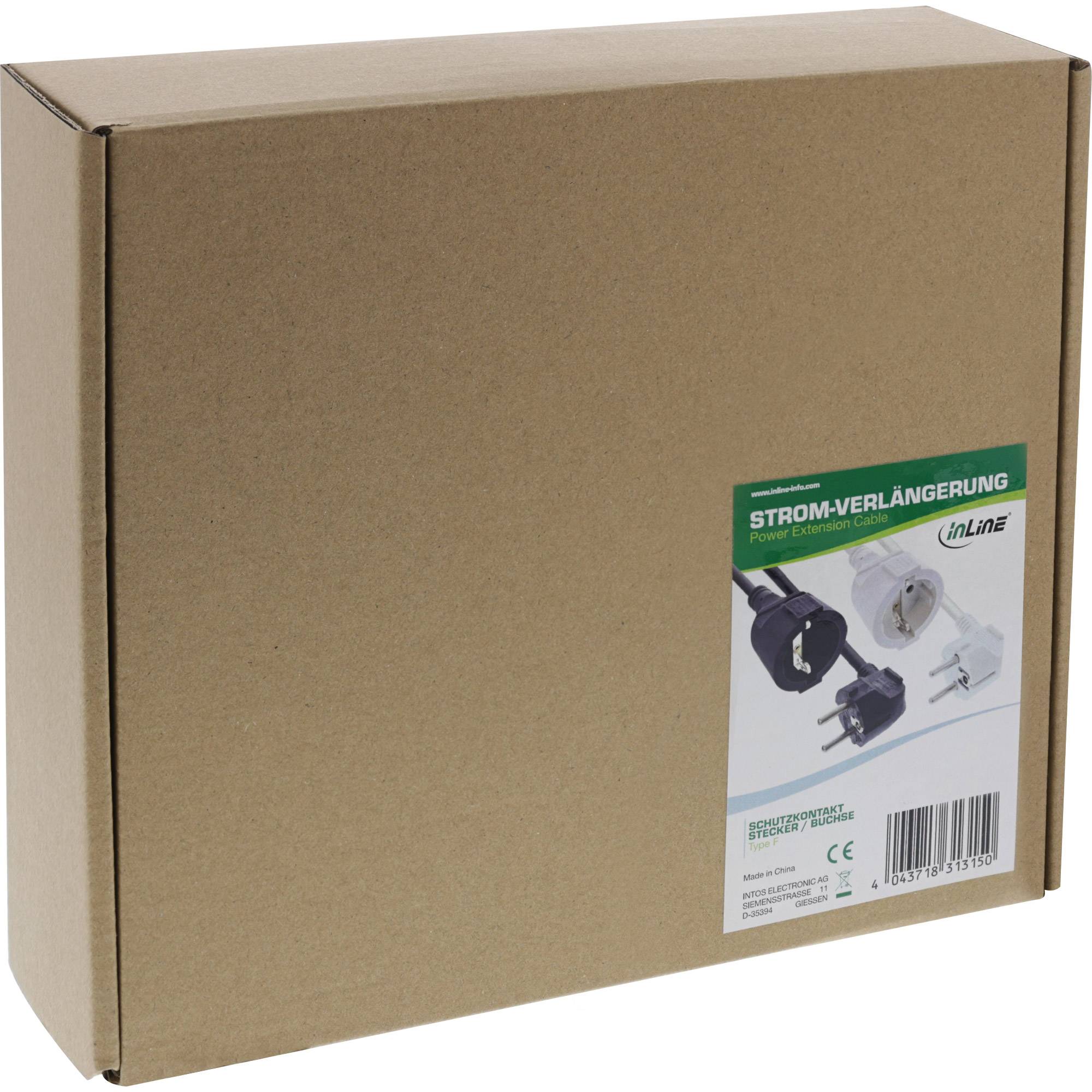 InLine Strom-Verlängerung Schutzkontakt Stecker gewinkelt/Buchse - schwarz - 20m-3