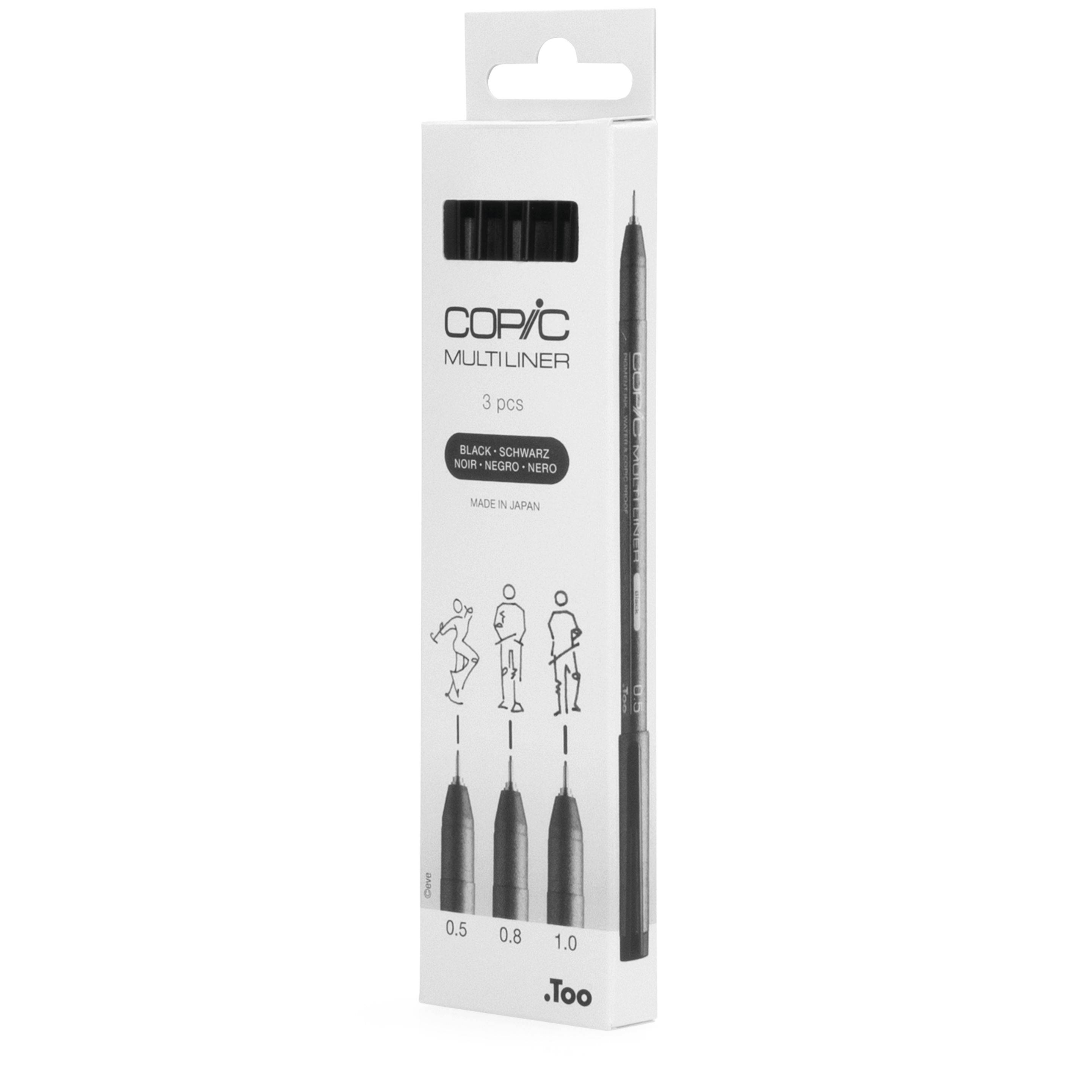 Copic Multiliner Set, 0.5 + 0.8 + 1.0 mm, 3 St., Schwarz, Multi, Rund, Tinte auf Pigmentbasis, Box, 3 Stück(e)-2