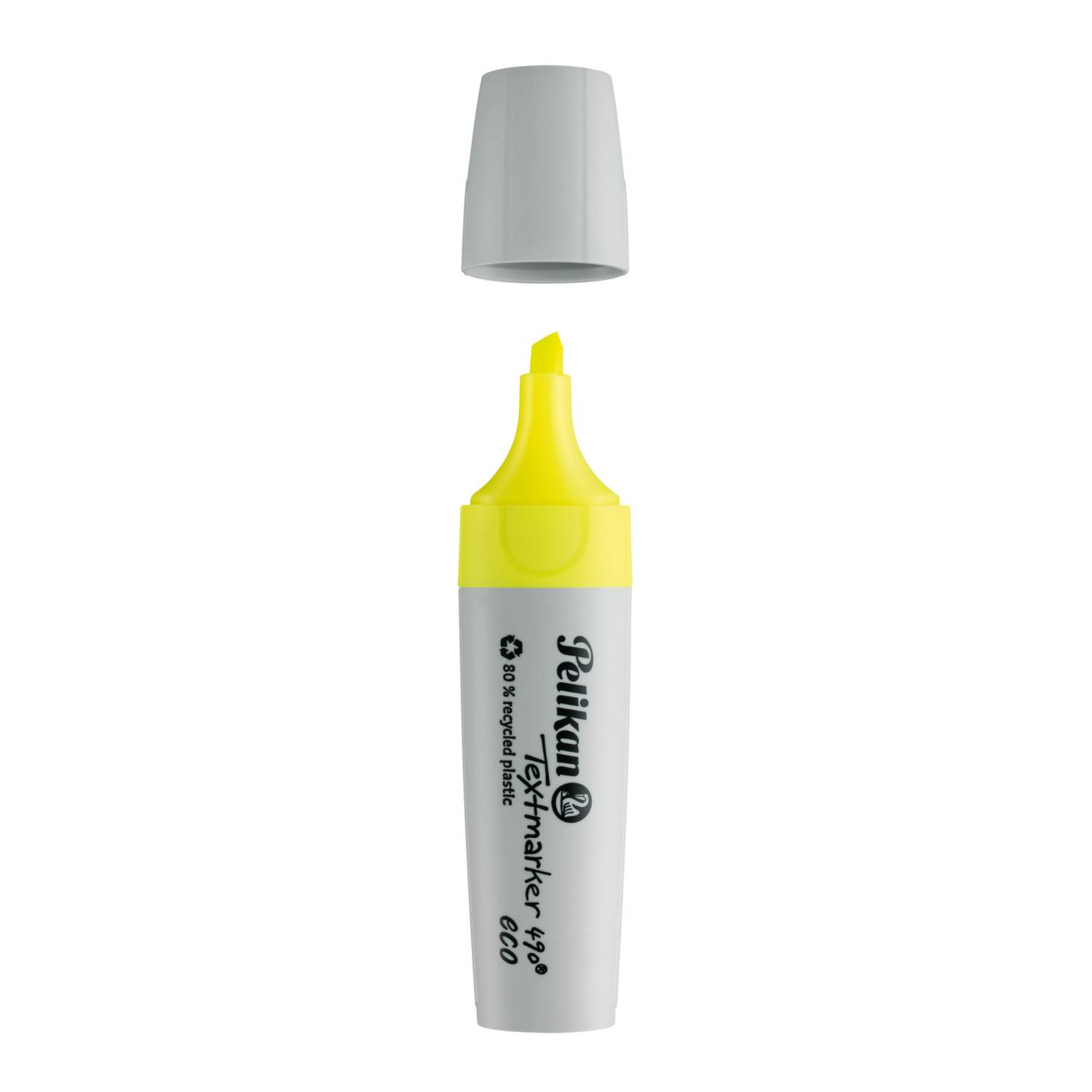 Pelikan Textmarker 490 eco, 1 Stück(e), Gelb, Meißel, Recycelbarer Kunststoff, Fett/Fein/Mittel, 1 mm-0