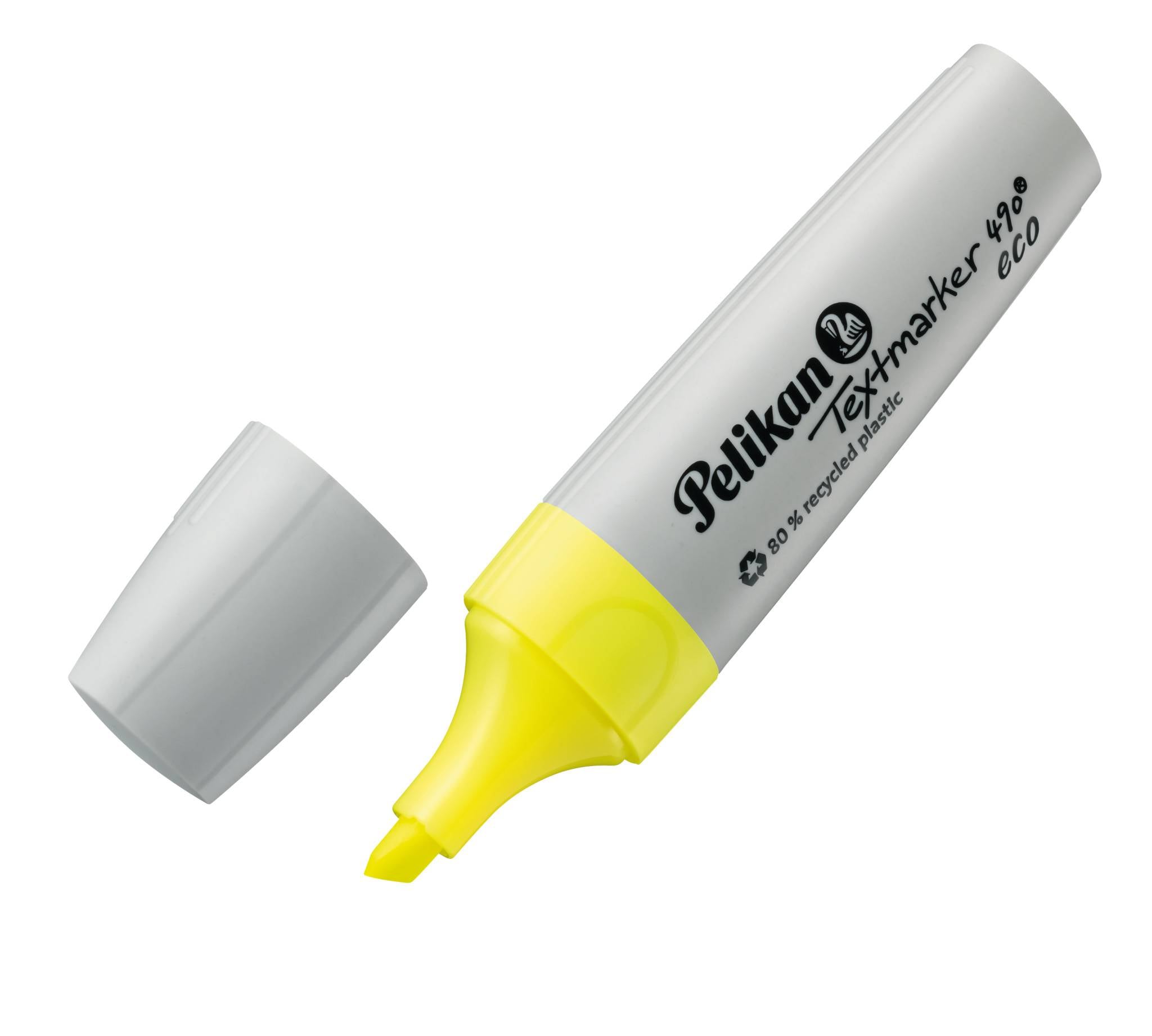 Pelikan Textmarker 490 eco, 1 Stück(e), Gelb, Meißel, Recycelbarer Kunststoff, Fett/Fein/Mittel, 1 mm-1