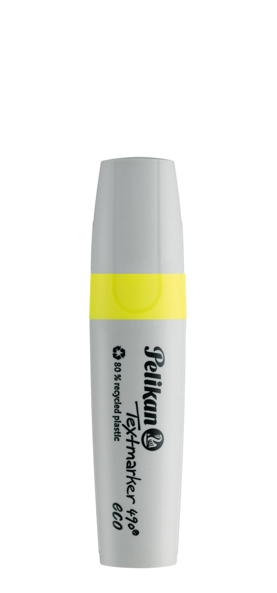 Pelikan Textmarker 490 eco, 1 Stück(e), Gelb, Meißel, Recycelbarer Kunststoff, Fett/Fein/Mittel, 1 mm-2