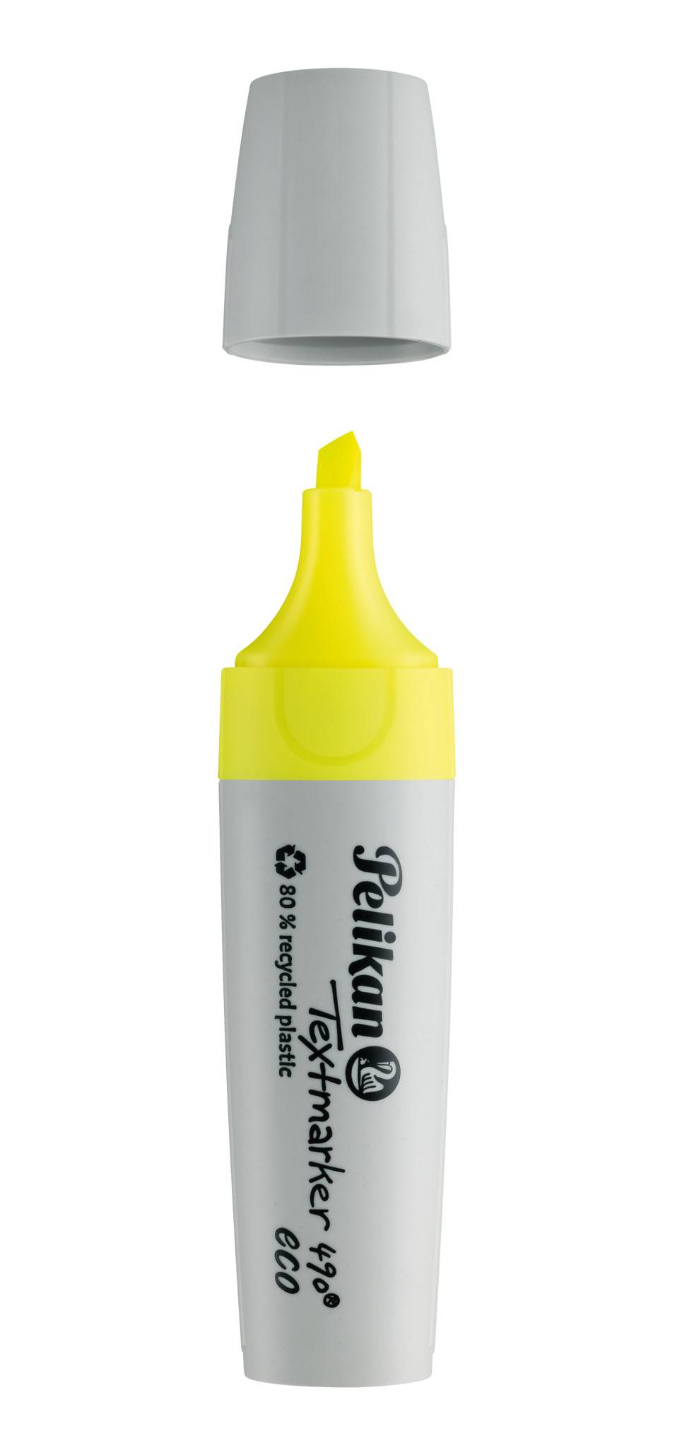 Pelikan Textmarker 490 eco, 1 Stück(e), Gelb, Meißel, Recycelbarer Kunststoff, Fett/Fein/Mittel, 1 mm-3