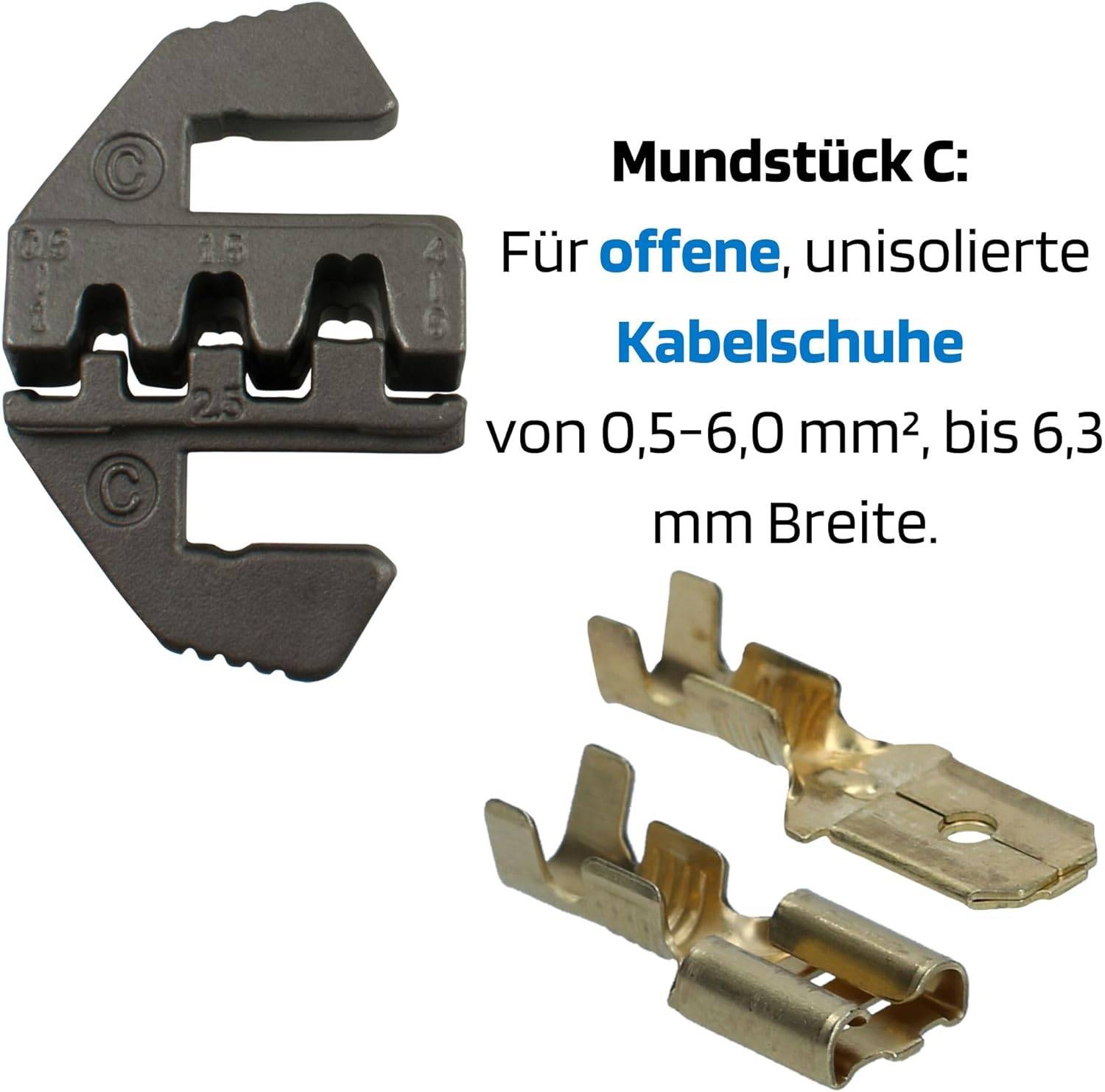 SW-Stahl 42585L-C Pressbacken fu?r offene und unisolierte Kabelschuhe 0,5-6 mm² I Ersatzteil für Kabelschuhklemmzange 42-1