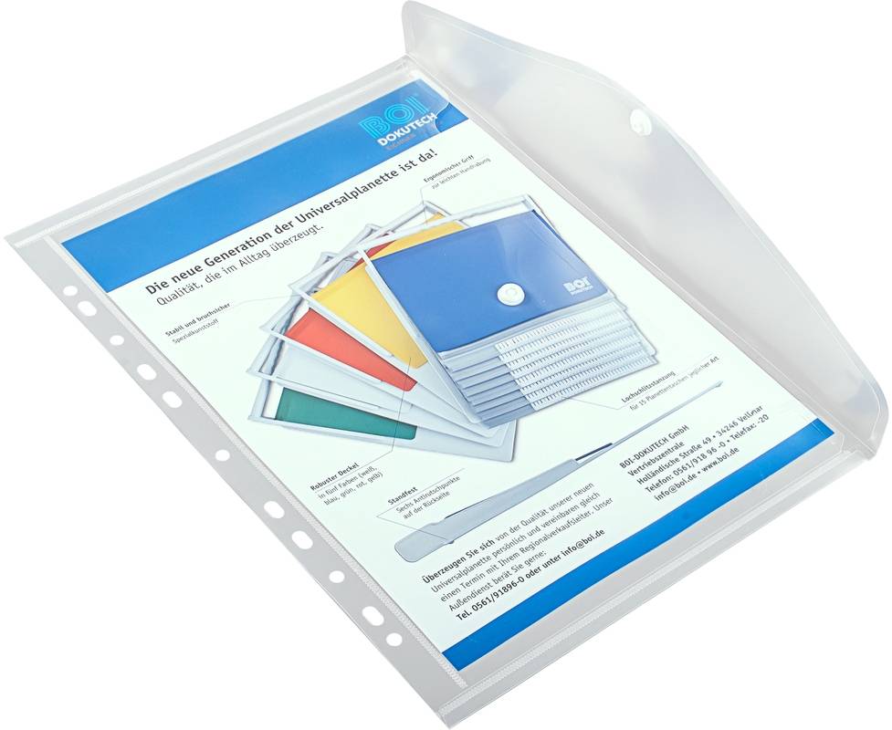 Sichttasche,DIN A4,HxB 340x240mm,PP,transparent,m. Druckverschluss,11-fach Lochung-0