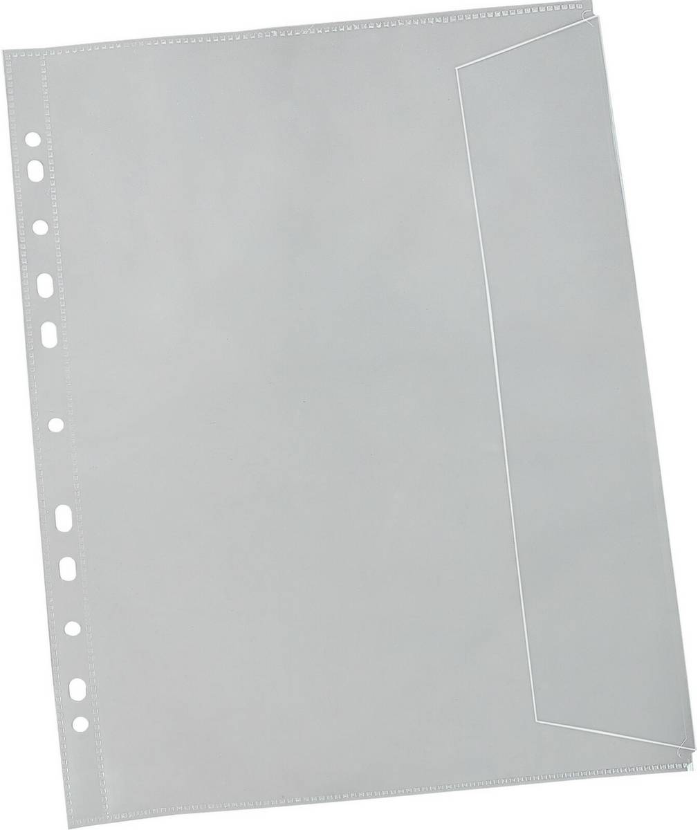 Sichthülle,f. Dokumente/Ausweise,DIN A4,HxB 315x240mm,PP,transparent,m. Verschlusslasche,11-fach Lochung-0