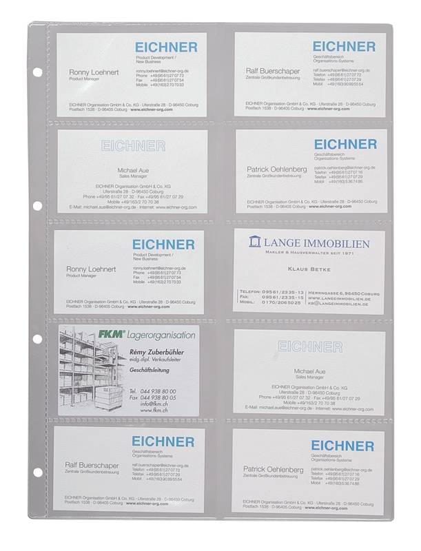 Visitenkartenhülle,DIN A4,f. 20 Karte(n),HxB 300x230mm,PVC,transparent,4-fach Lochung-0