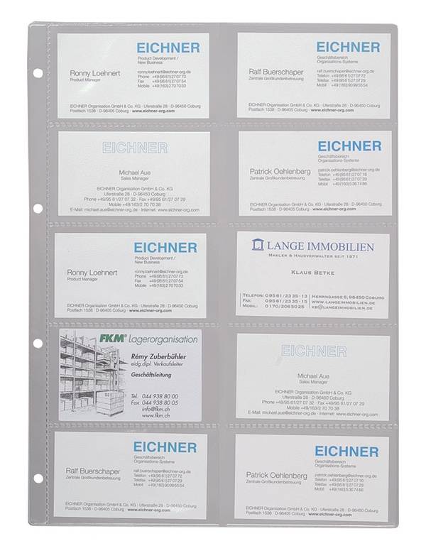 Visitenkartenhülle,DIN A4,f. 20 Karte(n),HxB 300x230mm,PVC,transparent,4-fach Lochung