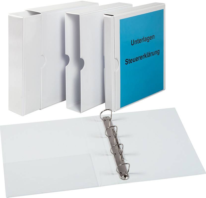 Ringbuch-Set,1 Ringbuch und 1 Schuber,DIN A4,Rücken B 30mm,PVC,weiß,4-fach Lochung-4
