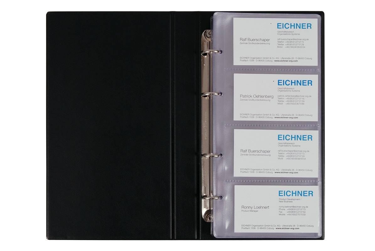Visitenkartenbuch,Rücken B 35mm,f. 200 Karten,PVC,blau-3