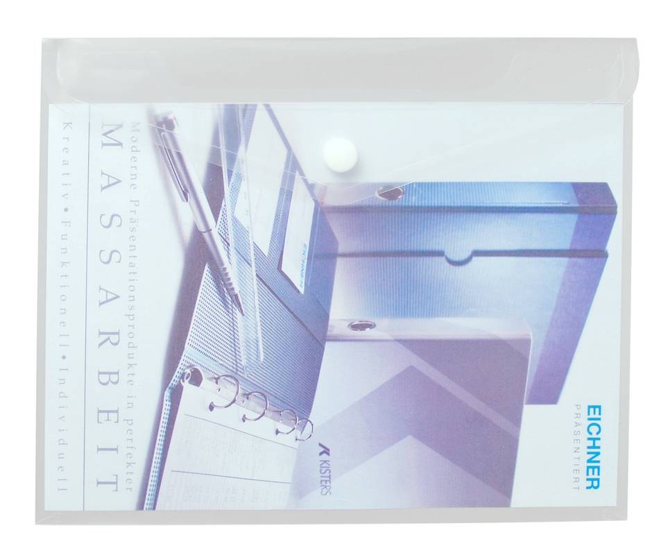 Sichttasche,f. Dokumente/Ausweise,DIN A5quer,HxB 220x180mm,PP,transparent,Druckknopf-Schlaufe,weiß-2