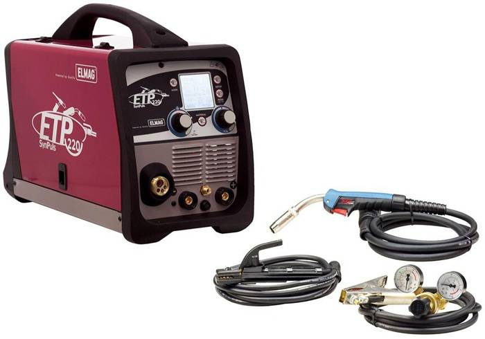 Schweißinverter ETP 220 SynPuls 20-200A/MMA 5-200A ALU-Set 230V Stecker 32A-1
