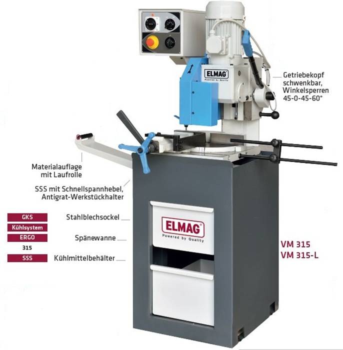 Metallkreissäge VM 315 Sägeblatt-D.315mm Leistung 1300/1800W ELMAG-1