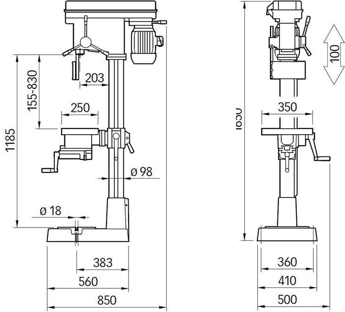 ELMAG PREMIUM Highspeed-Säulenbohrmaschine Modell V25E PGM inkl. schwenkbarem Schraubstocktisch-1