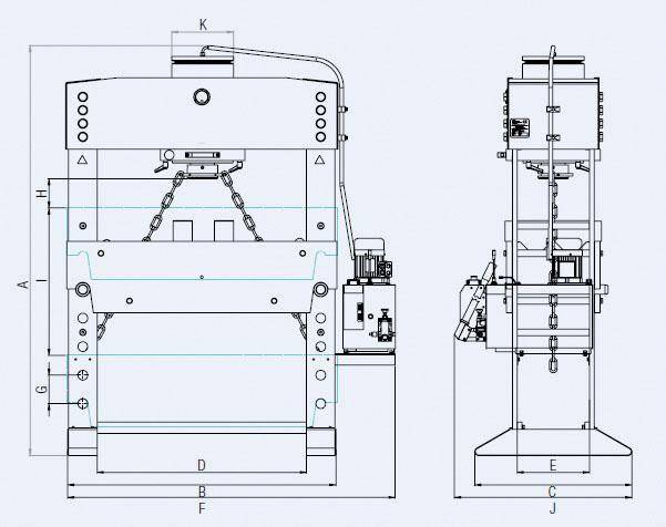 Werkstattpresse PREMIUM WPMEH 160/2-K Pressleist.160t Kolbenhub400mm hydraulisch-1